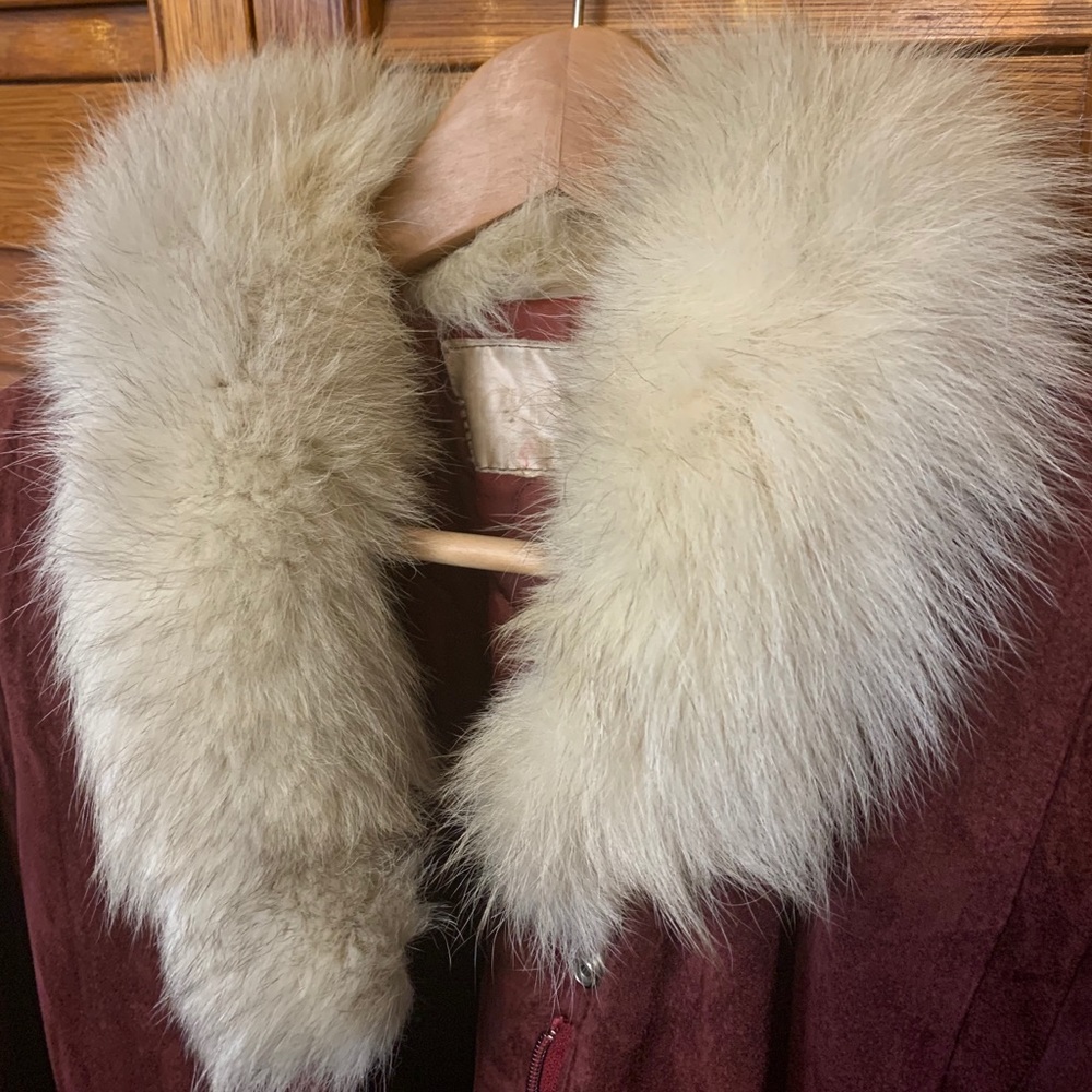 *sale!* VINTAGE Fur collar Suede bomber jacket - Picture 7 of 7